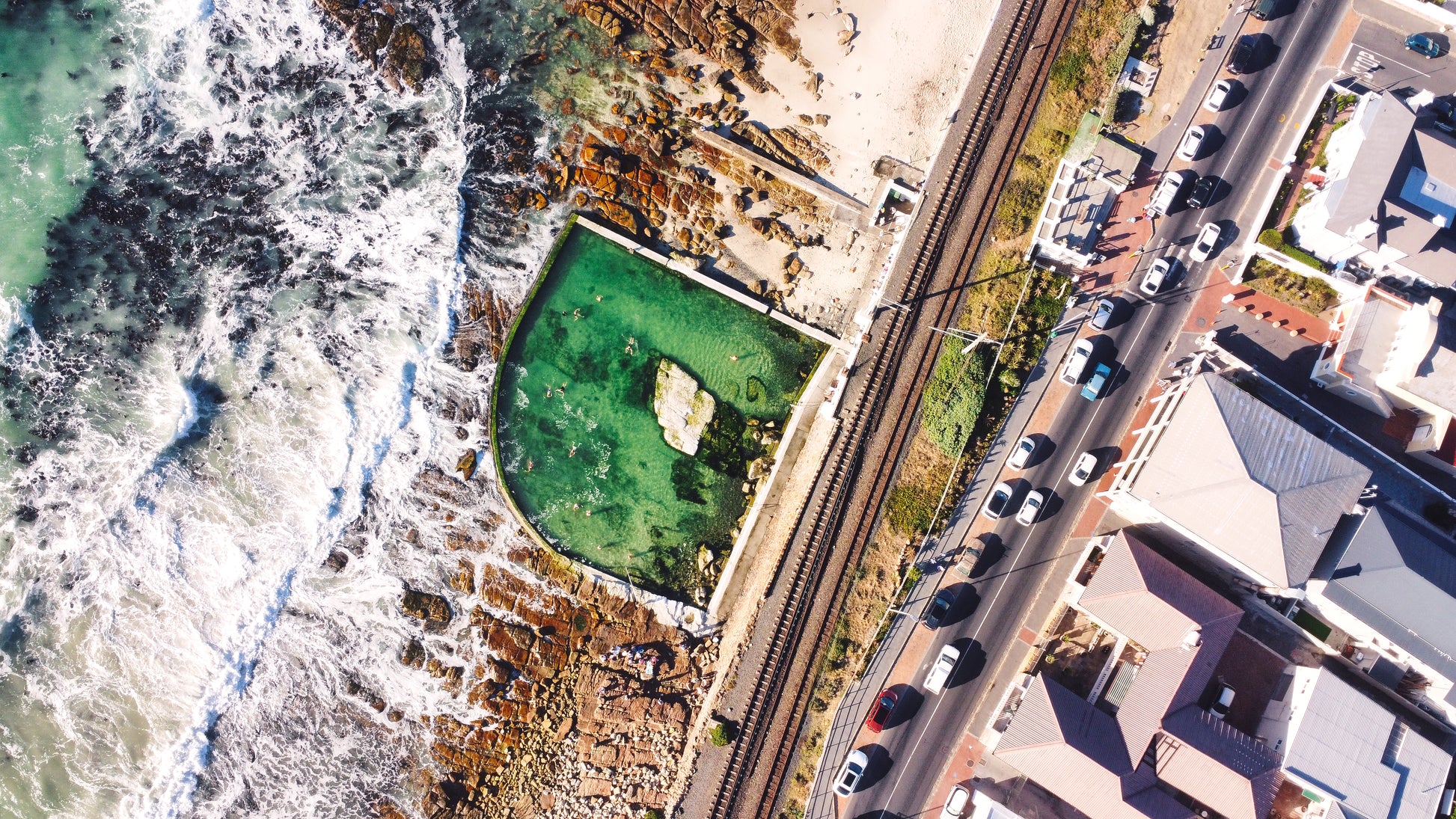 Sea Point Pavilion — aerial print of Cape Town by Fun Life Media