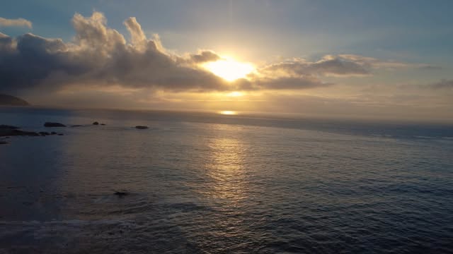 Sun setting over the Atlantic from the Cape coastline